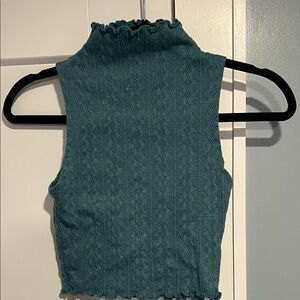 Forever 21 Teal Mock Neck Ribbed Tank
